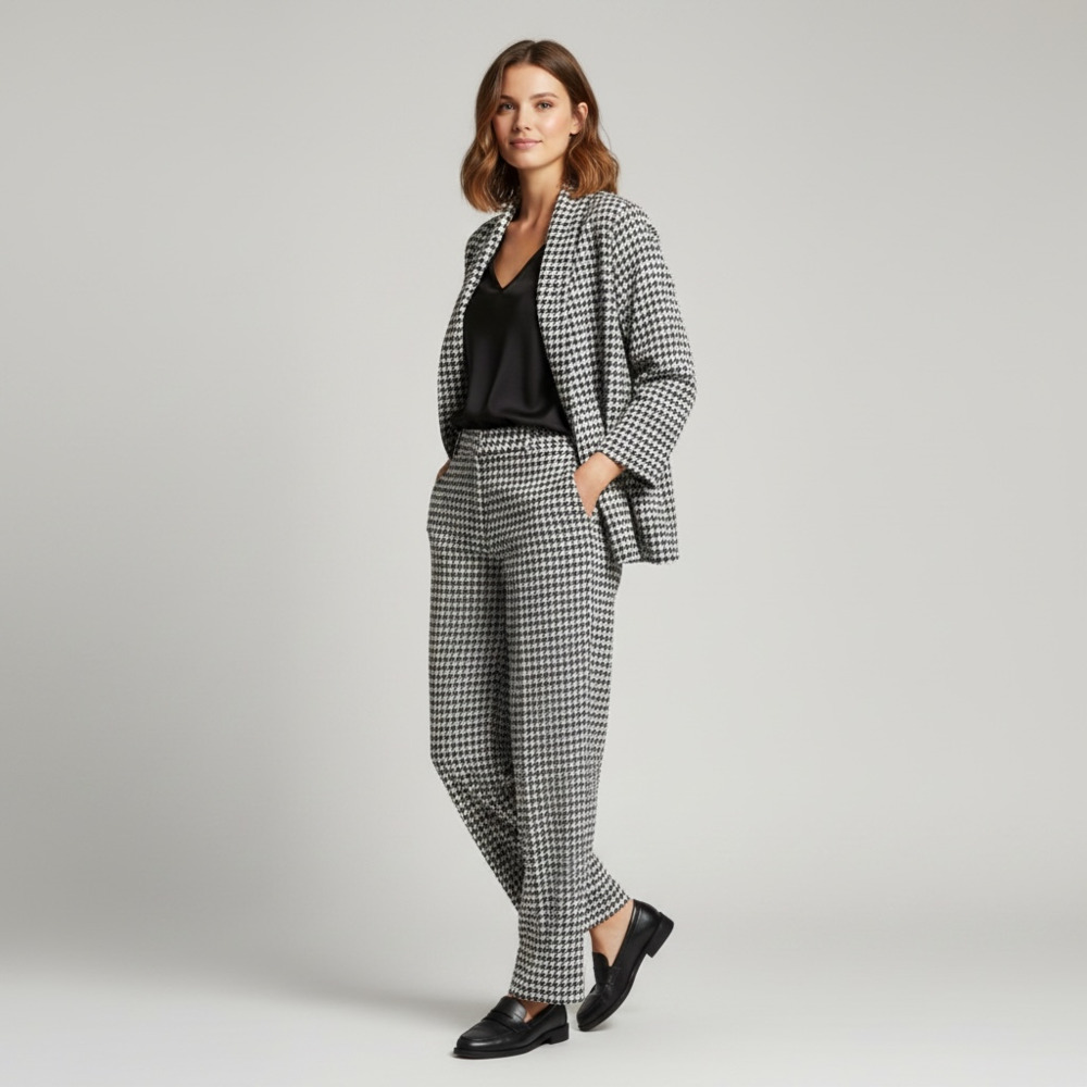 Black and White Houndstooth Two-Piece Set